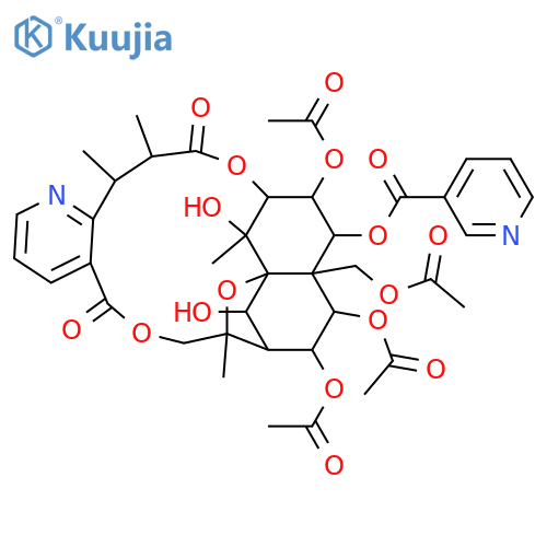 Per(deacyl)euojaponin; 1-O-(3-Pyridinecarbonyl), 2,8,9,14-tetra-Ac structure
