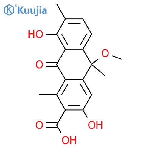 9,10-Dihydro-3,8-dihydroxy-1,7,10-trimethyl-9-oxo-2-anthracenecarboxylic acid; 10-Methoxy structure