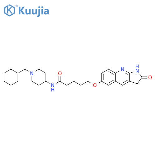 Pentanamide,N-[1-(cyclohexylmethyl)-4-piperidinyl]-5-[(2,3-dihydro-2-oxo-1H-pyrrolo[2,3-b]quinolin-6-yl)oxy]- structure
