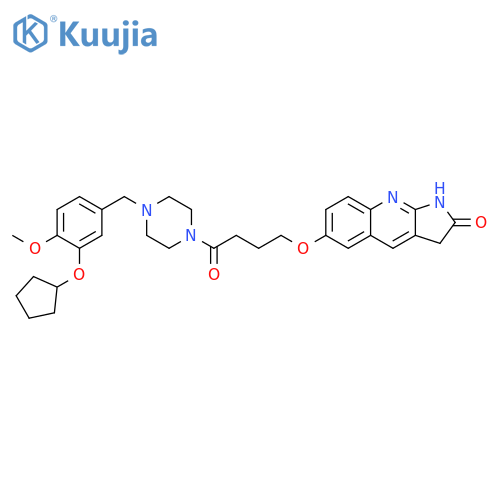 Piperazine,1-[[3-(cyclopentyloxy)-4-methoxyphenyl]methyl]-4-[4-[(2,3-dihydro-2-oxo-1H-pyrrolo[2,3-b]quinolin-6-yl)oxy]-1-oxobutyl]- structure