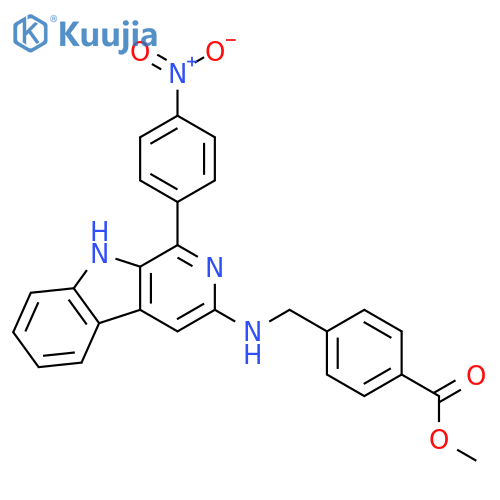 Benzoic acid, 4-[[[1-(4-nitrophenyl)-9H-pyrido[3,4-b]indol-3-yl]amino]methyl]-, methyl ester structure