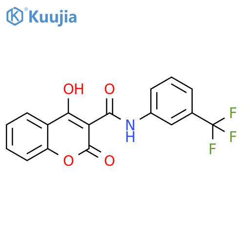 2H-1-Benzopyran-3-carboxamide,4-hydroxy-2-oxo-N-[3-(trifluoromethyl)phenyl]- structure