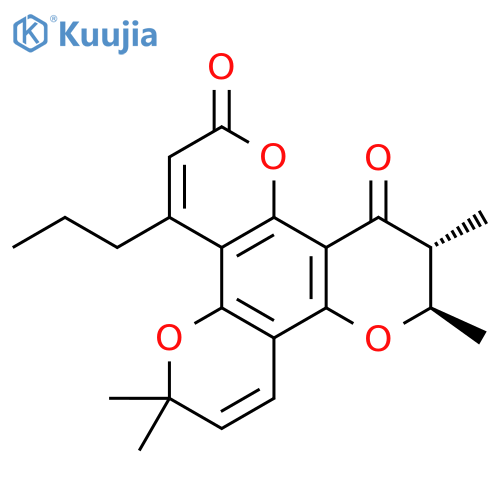 2H,6H,12H-Benzo[1,2-b:3,4-b':5,6-b'']tripyran-2,12-dione,10,11-dihydro-6,6,10,11-tetramethyl-4-propyl-, (10R,11R)-rel- structure