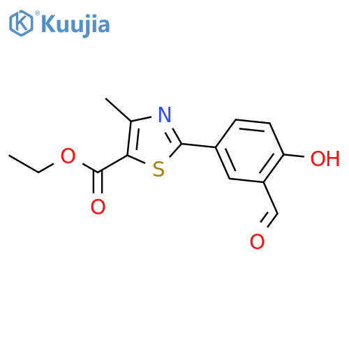 Ethyl 2-(3-formyl-4-hydroxyphenyl)-4-methylthiazole-5-carboxylate structure