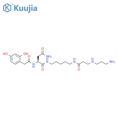 Butanediamide, N1-[5-[[3-[(3-aminopropyl)amino]-1-oxopropyl]amino]pentyl]-2-[[(2,4-dihydroxyphenyl)acetyl]amino]-, (2S)- structure