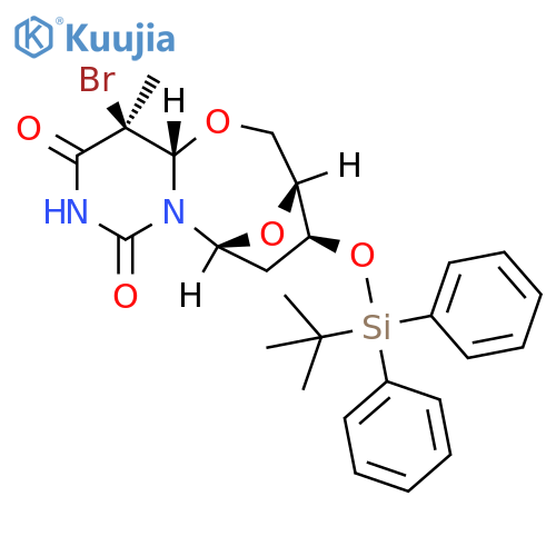 3,6-Epoxy-2H,8H-pyrimido[6,1-b][1,3]oxazocine-8,10(9H)-dione, 11-bromo-4-[[(1,1-dimethylethyl)diphenylsilyl]oxy]hexahydro-11-methyl-, [3R-(3α,4α,6α,11α,11aα)]- (9CI) structure