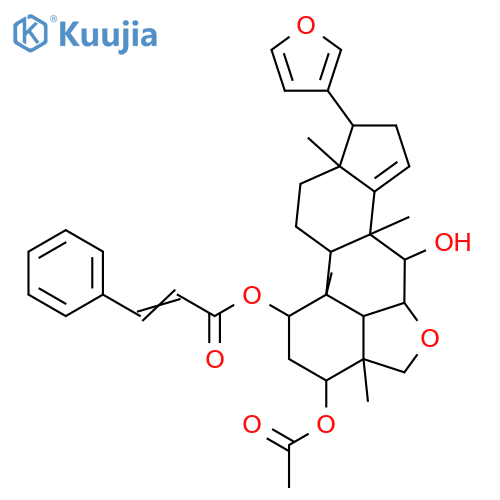 24-Norchola-5,14,20,22-tetraeno[6,5,4-bc]furan-1,3,7-triol,21,23-epoxy-4,5,5',6-tetrahydro-4,8-dimethyl-, 3-acetate1-[(2E)-3-phenyl-2-propenoate], (1a,3a,4b,5a,6b,7a,13a,17a)- (9CI) structure