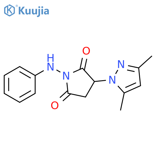 2,5-Pyrrolidinedione, 3-(3,5-dimethyl-1H-pyrazol-1-yl)-1-(phenylamino)- structure