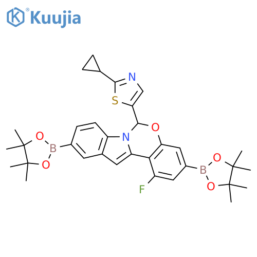 6-(2-Cyclopropyl-1,3-thiazol-5-yl)-1-fluoro-3,10-bis(4,4,5,5-tetramethyl-1,3,2-dioxaborolan-2-yl)-6H-indolo[1,2-c][1,3]benzoxazine structure