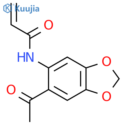 N-(6-acetyl-1,3-dioxaindan-5-yl)prop-2-enamide structure