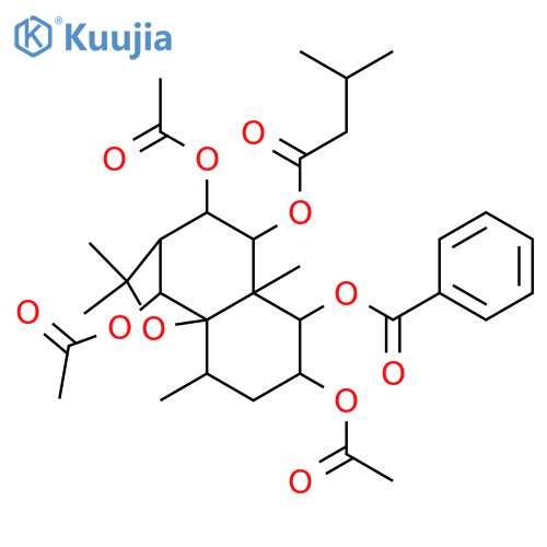 1,2,6,8,9-Pentahydroxydihydro-β-agarofuran; (1α,2α,6β,8α,9α)-form, 1-Benzoyl, 9-O-(3-methylbutanoyl), 2,6,8-tri-Ac structure