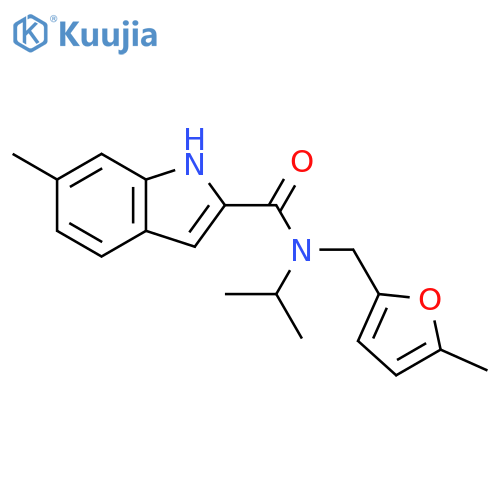 6-methyl-N-(5-methylfuran-2-yl)methyl-N-(propan-2-yl)-1H-indole-2-carboxamide structure