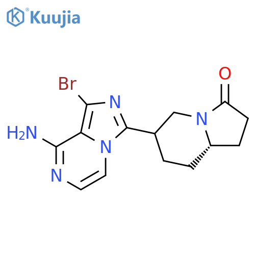 (8As)-6-(8-amino-1-bromoimidazo[1,5-a]pyrazin-3-yl)-2,5,6,7,8,8a-hexahydro-1H-indolizin-3-one structure