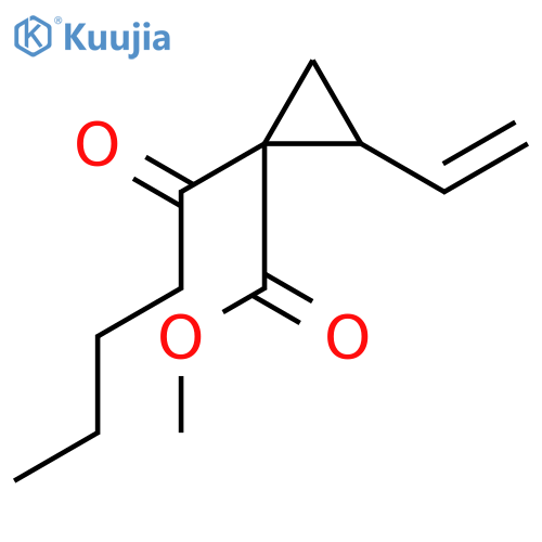 Cyclopropanecarboxylic acid, 2-ethenyl-1-(1-oxopentyl)-, methyl ester, (1R,2R)-rel- structure