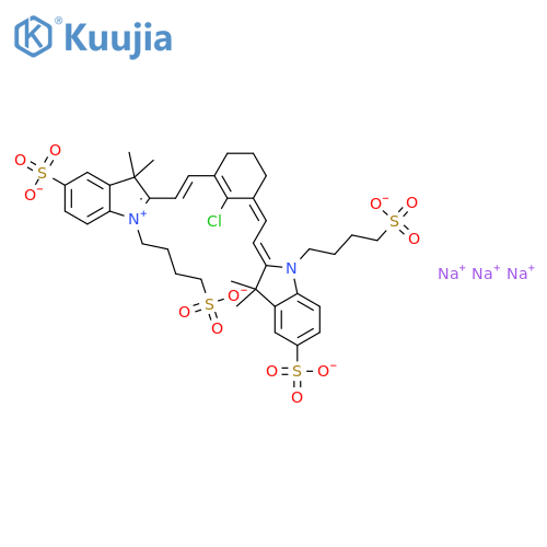 TRISODIUM 2-(2-(2-CHLORO-3-(2-(3,3-DIMETHYL-5-SULFONATO-1-(4-SULFONATOBUTYL)INDOLIN-2-YLIDENE)ETHYLIDENE)CYCLOHEX-1-ENYL)VINYL)-3,3-DIMETHYL-1-(4-SULFONATOBUTYL)-3H-INDOLIUM-5-SULFONATE structure