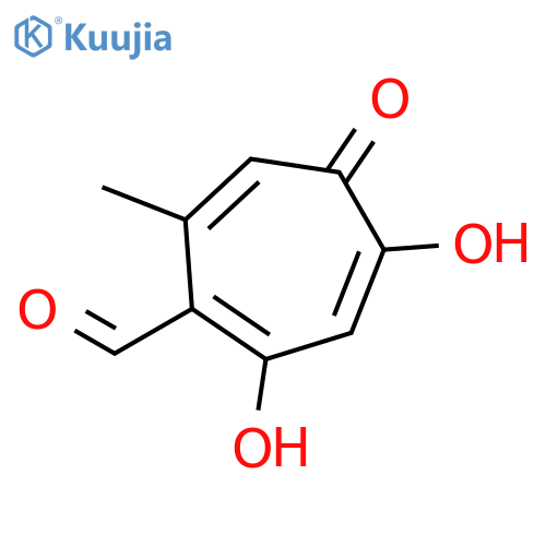 1,3,6-Cycloheptatriene-1-carboxaldehyde, 2,4-dihydroxy-7-methyl-5-oxo- structure