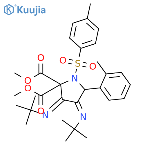 2,2-Pyrrolidinedicarboxylic acid, 3,4-bis[(1,1-dimethylethyl)imino]-5-(2-methylphenyl)-1-[(4-methylphenyl)sulfonyl]-, 2,2-dimethyl ester structure