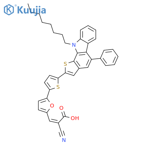 2-Propenoic acid, 2-cyano-3-[5-[5-(10-octyl-5-phenyl-10H-thieno[2,3-a]carbazol-2-yl)-2-thienyl]-2-furanyl]-, (2E)- structure