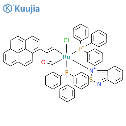 (2,1,3-Benzothiadiazole-κN1)carbonylchloro[(1E)-2-(1-pyrenyl)ethenyl]bis(triphenylphosphine) ruthenium(II) structure