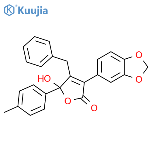 2(5H)-Furanone,3-(1,3-benzodioxol-5-yl)-5-hydroxy-5-(4-methylphenyl)-4-(phenylmethyl)- structure