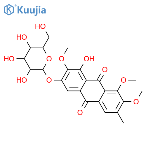 1,2,3,7,8-Pentahydroxy-6-methylanthraquinone; 2,7,8-Tri-Me ether, 3-O-β-D-glucopyranoside structure