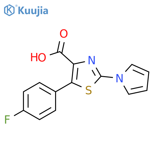 5-(4-fluorophenyl)-2-(1H-pyrrol-1-yl)-1,3-thiazole-4-carboxylic acid structure