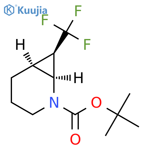 tert-butyl rel-(1S,6S,7R)-7-(trifluoromethyl)-2-azabicyclo[4.1.0]heptane-2-carboxylate structure