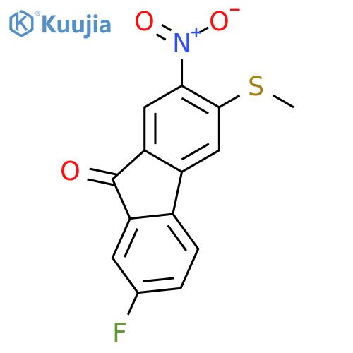 9H-Fluoren-9-one,7-fluoro-3-(methylthio)-2-nitro- structure