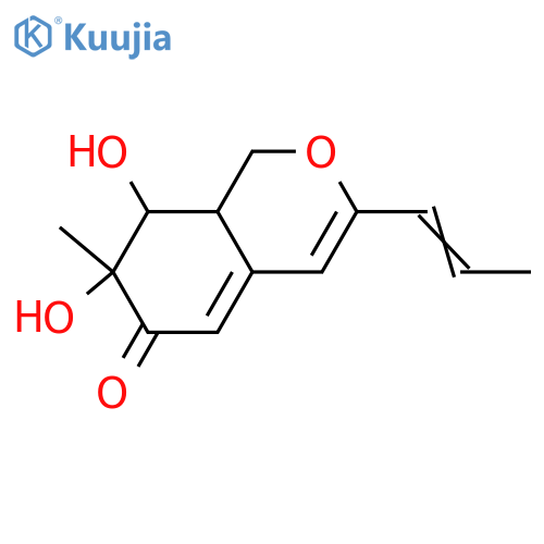 6,7,8,8a-Tetrahydro-7,8-dihydroxy-7-methyl-3-(1-propenyl)-1H-2-benzopyran-6-one; (1'E,7R,8S,8aS)-form structure