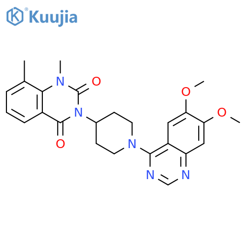 2,4(1H,3H)-Quinazolinedione,3-[1-(6,7-dimethoxy-4-quinazolinyl)-4-piperidinyl]-1,8-dimethyl- structure