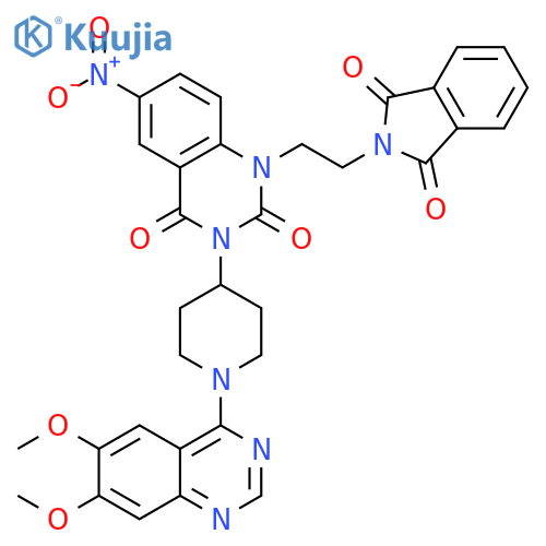 2,4(1H,3H)-Quinazolinedione, 1-[2-(1,3-dihydro-1,3-dioxo-2H-isoindol-2-yl)ethyl]-3-[1-(6,7-dimethoxy-4-quinazolinyl)-4-piperidinyl]-6-nitro- structure