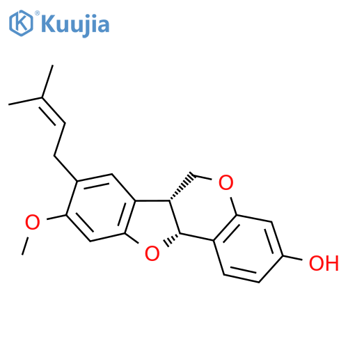 6H-Benzofuro[3,2-c][1]benzopyran-3-ol,6a,11a-dihydro-9-methoxy-8-(3-methyl-2-buten-1-yl)-,(6aR,11aR)- structure