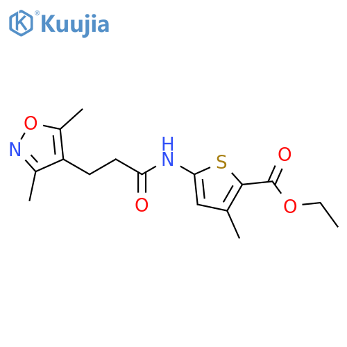 ethyl 5-3-(3,5-dimethyl-1,2-oxazol-4-yl)propanamido-3-methylthiophene-2-carboxylate structure