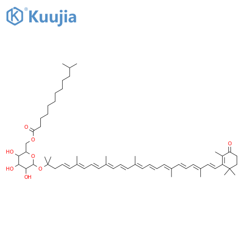 Flexixanthin; 3-Deoxy, O-[11-methyldodecanoyl-(→6)-β-D-glucopyranoside] structure