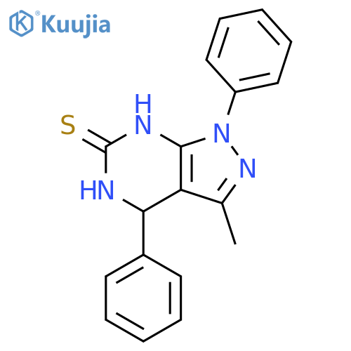 6H-Pyrazolo[3,4-d]pyrimidine-6-thione,1,4,5,7-tetrahydro-3-methyl-1,4-diphenyl- structure