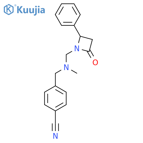 4-({Methyl[(2-oxo-4-phenylazetidin-1-yl)methyl]amino}methyl)benzonitrile structure