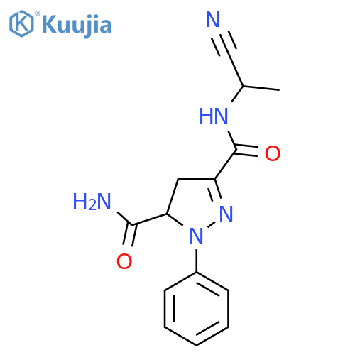 N3-(1-cyanoethyl)-1-phenyl-4,5-dihydro-1H-pyrazole-3,5-dicarboxamide structure