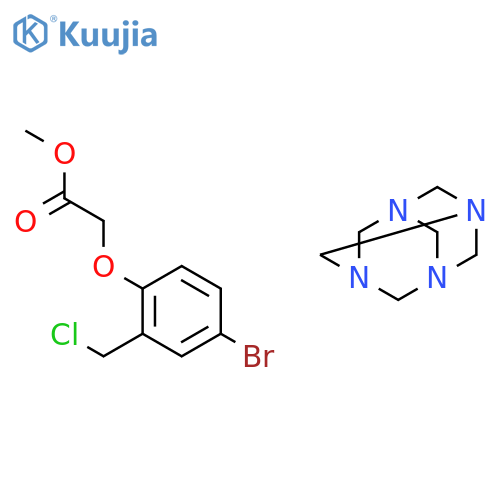 methyl [4-bromo-2-(chloromethyl)phenoxy]acetate - 1,3,5,7-tetraazatricyclo[3.3.1.1~3,7~]decane (1:1) structure