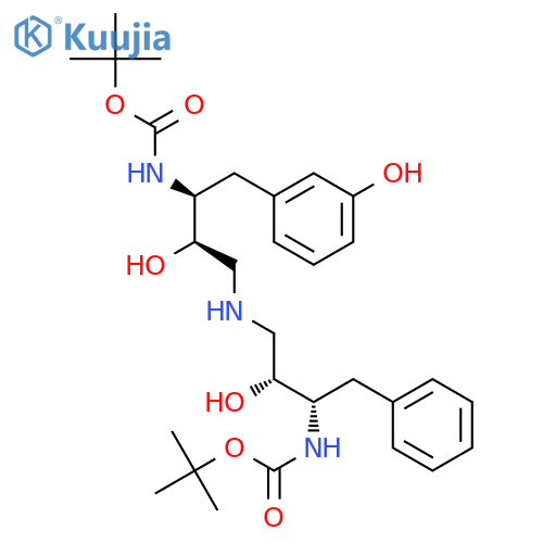 12-Oxa-2,6,10-triazatetradecanoicacid,4,8-dihydroxy-3-[(3-hydroxyphenyl)methyl]-13,13-dimethyl-11-oxo-9-(phenylmethyl)-,1,1-dimethylethyl ester, (3S,4R,8R,9S)- (9CI) structure