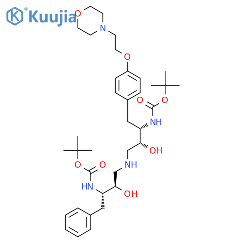12-Oxa-2,6,10-triazatetradecanoicacid,4,8-dihydroxy-13,13-dimethyl-3-[[4-[2-(4-morpholinyl)ethoxy]phenyl]methyl]-11-oxo-9-(phenylmethyl)-,1,1-dimethylethyl ester, (3S,4R,8R,9S)- (9CI) structure