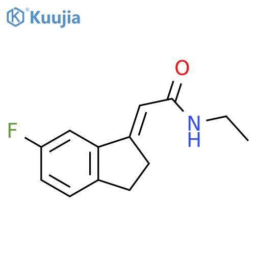 Acetamide, N-ethyl-2-(6-fluoro-2,3-dihydro-1H-inden-1-ylidene)-, (2E)- structure