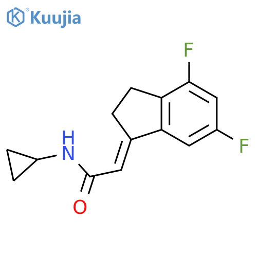 Acetamide,N-cyclopropyl-2-(4,6-difluoro-2,3-dihydro-1H-inden-1-ylidene)-, (2E)- structure