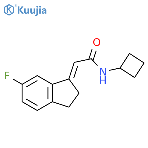 Acetamide, N-cyclobutyl-2-(6-fluoro-2,3-dihydro-1H-inden-1-ylidene)-,(2E)- structure