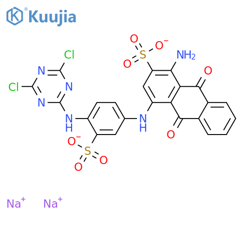 2-Anthracenesulfonicacid,1-amino-4-[[4-[(4,6-dichloro-1,3,5-triazin-2-yl)amino]-3-sulfophenyl]amino]-9,10-dihydro-9,10-dioxo-,sodium salt (1:2) structure