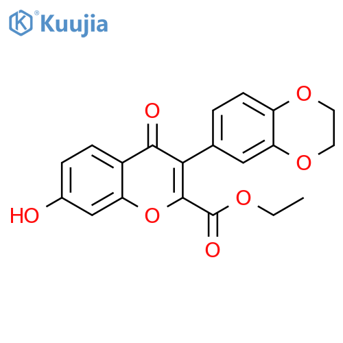 ethyl 3-(2,3-dihydro-1,4-benzodioxin-6-yl)-7-hydroxy-4-oxo-4H-chromene-2-carboxylate structure