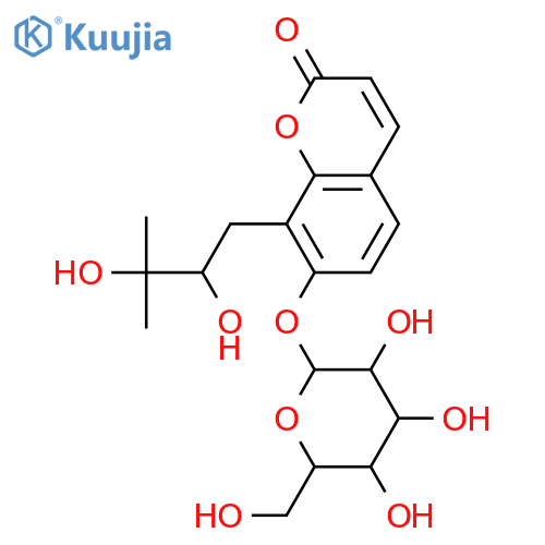 8-(2,3-Dihydroxy-3-methylbutyl)-7-hydroxy-2H-1-benzopyran-2-one; (R)-form, 7-O-β-D-Glucopyranoside structure
