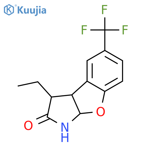 2H-Benzofuro[2,3-b]pyrrol-2-one, 3-ethyl-1,3,3a,8a-tetrahydro-5-(trifluoromethyl)-, (3R,3aR,8aS)- structure
