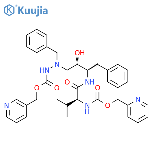 12-Oxa-2,3,7,10-tetraazatridecanoicacid,5-hydroxy-9-(1-methylethyl)-8,11-dioxo-3,6-bis(phenylmethyl)-13-(2-pyridinyl)-,3-pyridinylmethyl ester, [5S-(5R*,6R*,9R*)]- (9CI) structure