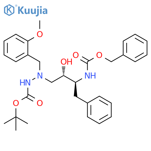 Hydrazinecarboxylicacid,2-[2-hydroxy-4-phenyl-3-[[(phenylmethoxy)carbonyl]amino]butyl]-2-[(2-methoxyphenyl)methyl]-,1,1-dimethylethyl ester, [S-(R*,R*)]- (9CI) structure