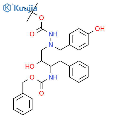 Hydrazinecarboxylicacid,2-[(4-hydroxyphenyl)methyl]-2-[2-hydroxy-4-phenyl-3-[[(phenylmethoxy)carbonyl]amino]butyl]-,1,1-dimethylethyl ester, [S-(R*,R*)]- (9CI) structure